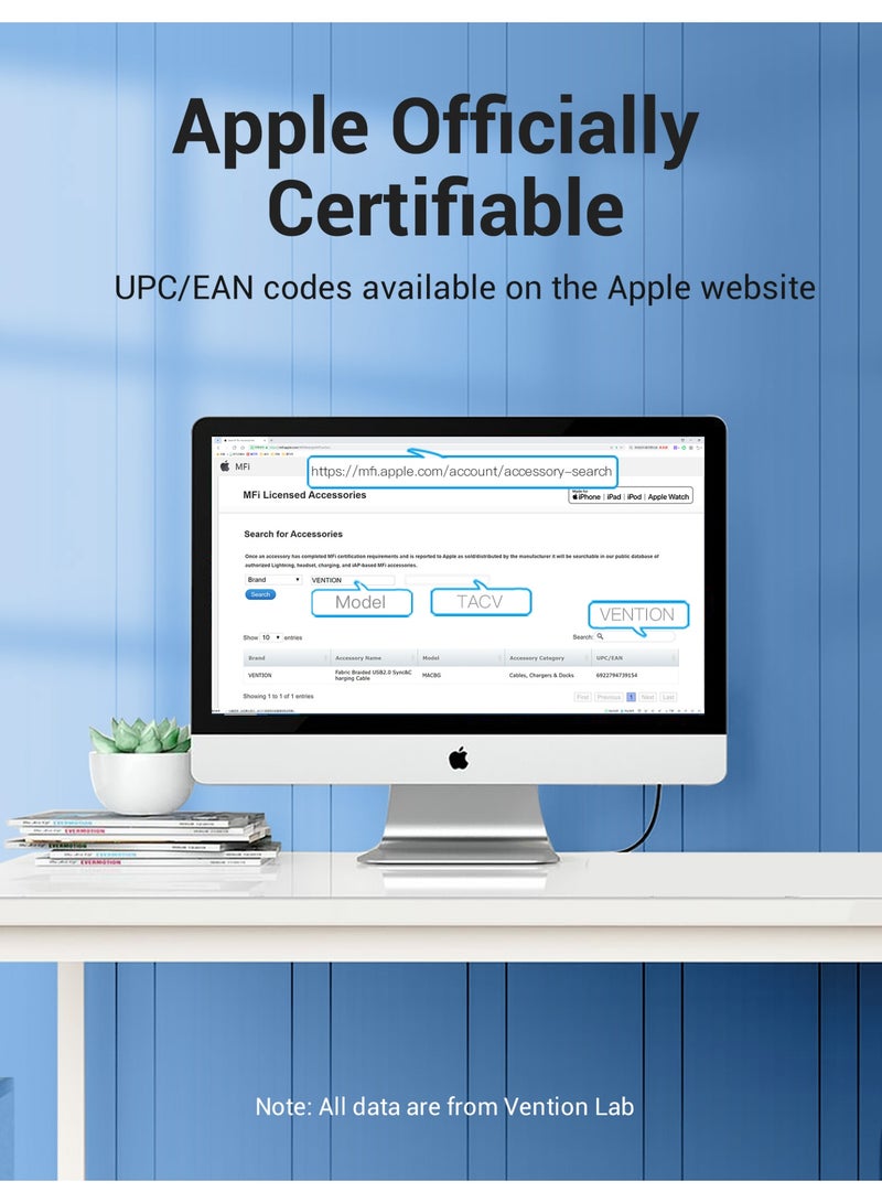 VENTION USB 2.0 C Male to Lightning Male Cable Purple 1M Aluminum Alloy Type Model # TACVF - Image 4