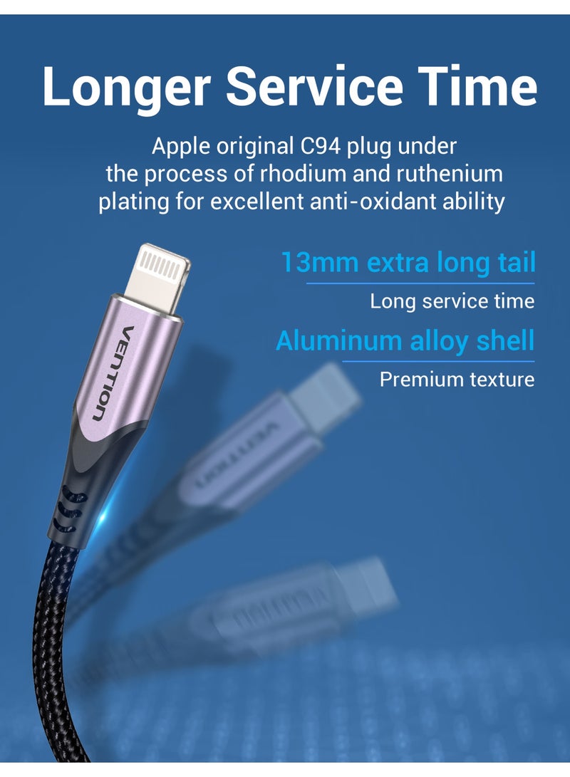 VENTION USB 2.0 C Male to Lightning Male Cable Purple 1M Aluminum Alloy Type Model # TACVF - Image 5