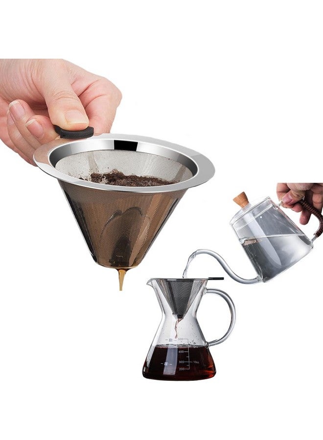 Hodaqe Coffee Filter Stainless Steel Coffee Dripper Paperless Mess Reusable Coffee Maker with Handle Easy to Use and Keeping Nature Coffee Flavour - Image 1