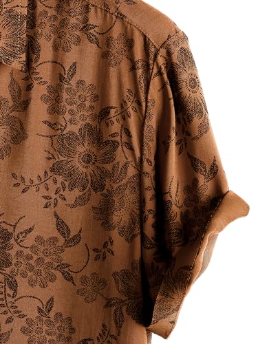 JOTOOK Mens Hawaiian Shirt Short Sleeve Button Down Tropical Shirts Casual Floral Summer Beach Shirt Aloha Shirt Medium OrangeFlower - Image 4