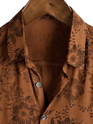 JOTOOK Mens Hawaiian Shirt Short Sleeve Button Down Tropical Shirts Casual Floral Summer Beach Shirt Aloha Shirt Medium OrangeFlower - Image 3