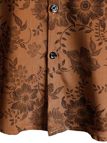 JOTOOK Mens Hawaiian Shirt Short Sleeve Button Down Tropical Shirts Casual Floral Summer Beach Shirt Aloha Shirt Medium OrangeFlower - Image 5