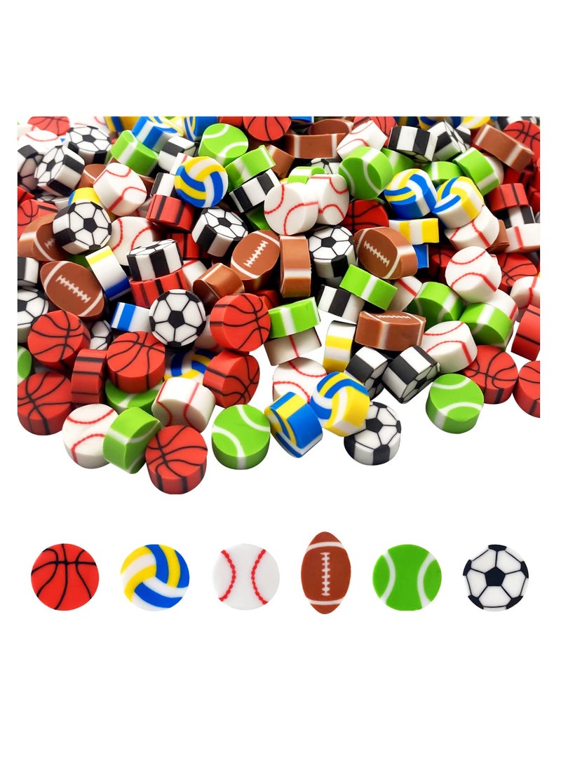 KASTWAVE 300 Pcs Sports Ball Pattern Mini Erasers for Kids, Assortment Novelty Pencil Erasers Bulk for Party Favor Home School Work Classroom Rewards Prizes Gift - Image 1