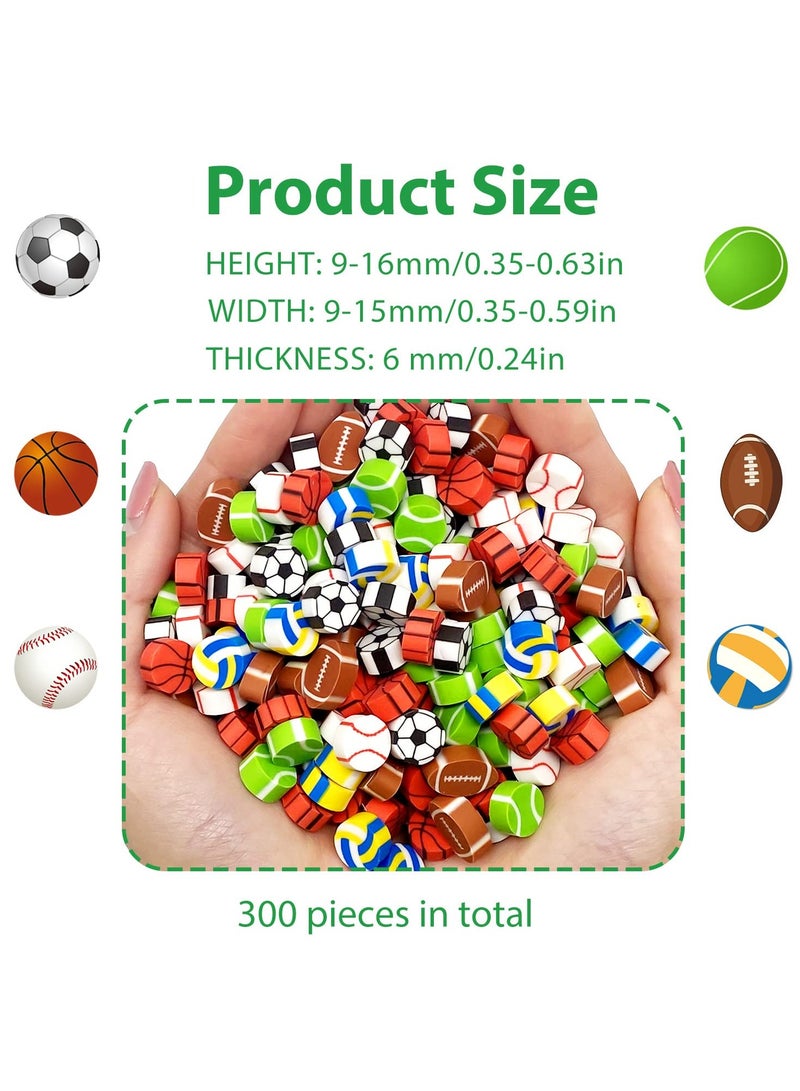 KASTWAVE 300 Pcs Sports Ball Pattern Mini Erasers for Kids, Assortment Novelty Pencil Erasers Bulk for Party Favor Home School Work Classroom Rewards Prizes Gift - Image 3