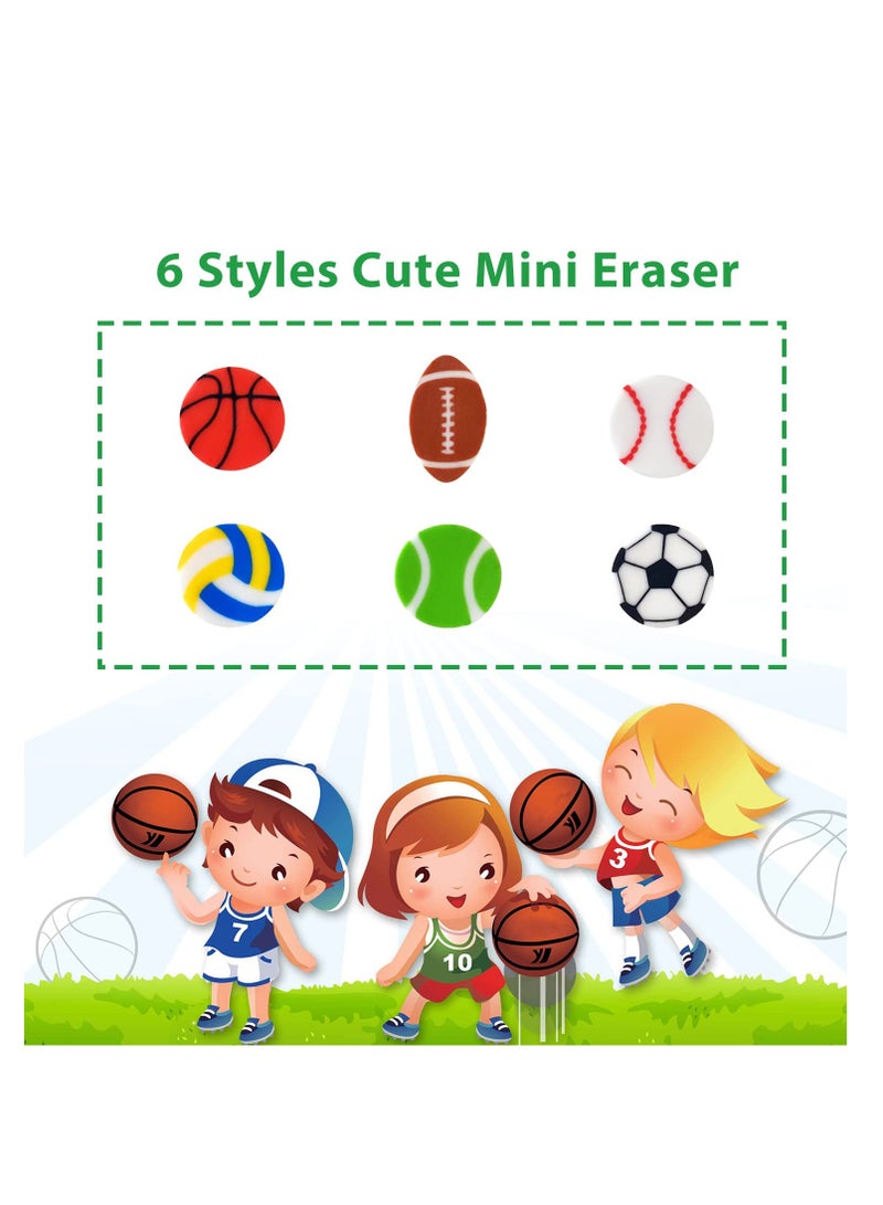 KASTWAVE 300 Pcs Sports Ball Pattern Mini Erasers for Kids, Assortment Novelty Pencil Erasers Bulk for Party Favor Home School Work Classroom Rewards Prizes Gift - Image 2