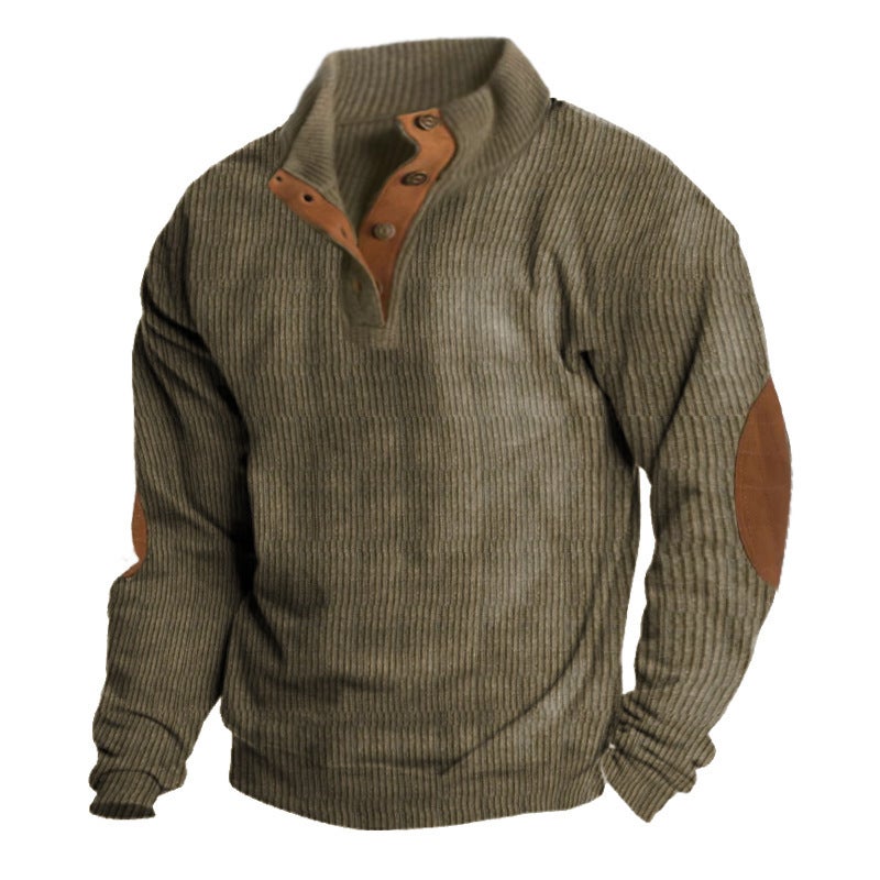 Mens Corduroy Jacket Casual Autumn Winter Khaki  - Image 1