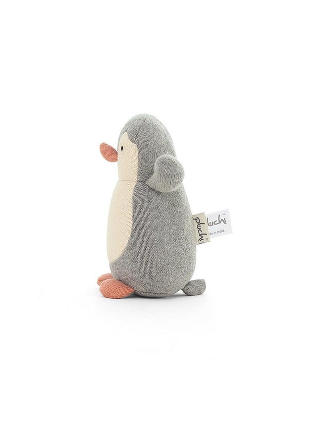 Pluchi Arctic Rattle Cotton Knitted Stuffed Soft Rattle Toy (Light Grey Melange, Ivory & Dusty Coral) - Image 4