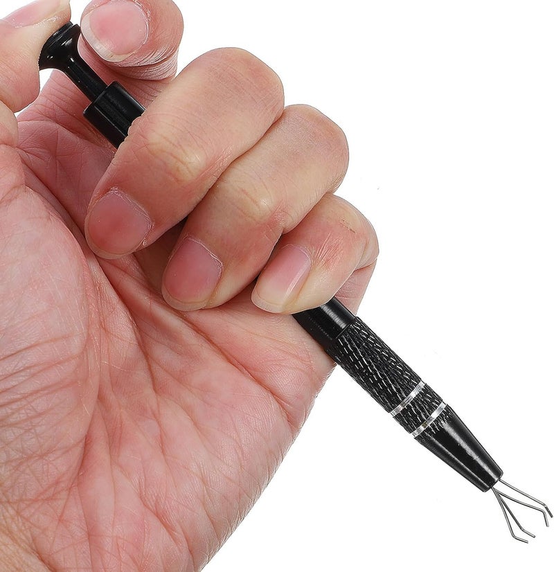 Ic Extractor Tool and 4-prong Grabber Electronic Component Pickup Holder for Precision Screw and Chip Removal, Black, Suitable for Electronics Repair and Soldering Tasks - Image 2