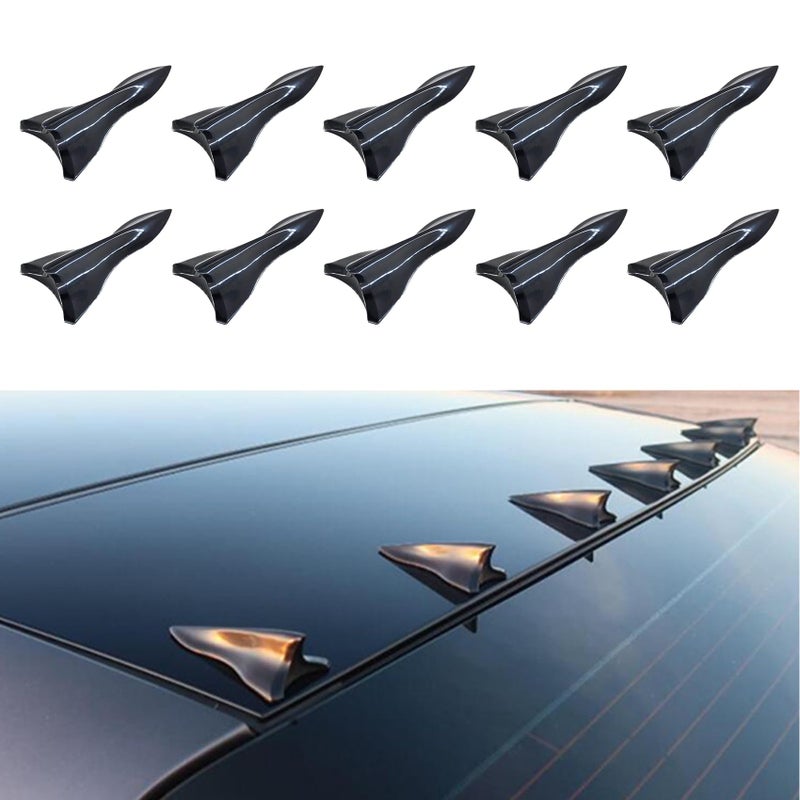 HAOBO 10PCS Diffuser Shark Fin Kit Spoilers for Cars Car Exterior Accessories Shark Fin Kit Compatible with Spoiler Roof Wing Air Vortex Generator