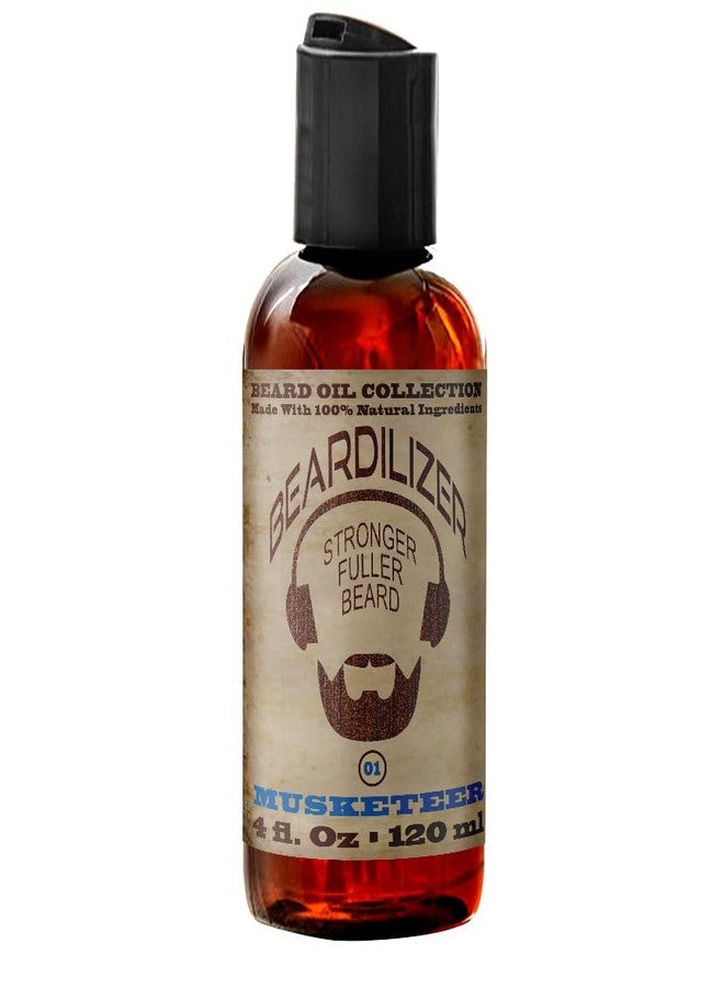 Beardilizer Musketeer Beard Oil for Men - 100% Natural Growth Oil & Conditioner with Argan, Jojoba & Vitamin E - Softening, Moisturizing for Soft, Healthy Beard - 4 Oz - Image 1