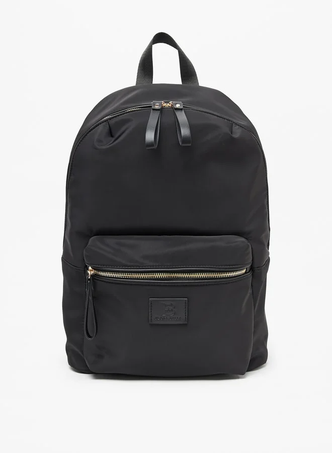 Flora Bella By Shoexpress Women Solid Backpack with Adjustable Shoulder Straps and Zip Closure