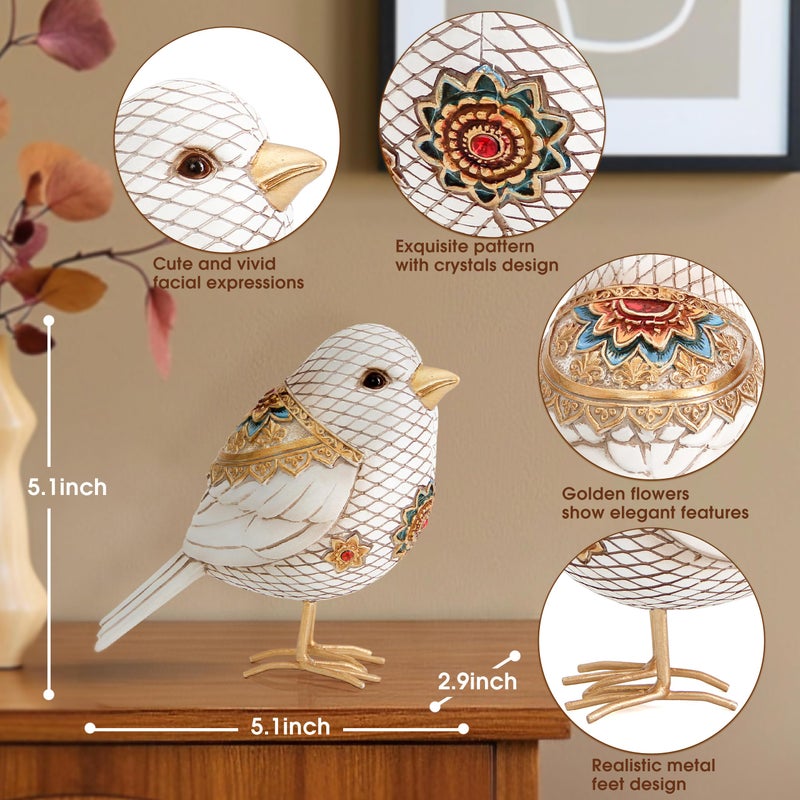 Leekung Bird Figuriens for Home Decor Accents,Boho Bird Statue Sculpture for Shelf Decor,Birds Decorations for Home Table Bookshelf Mantels Office,Vintage Animal Decor,Decorative Birds Gifts for Women - Image 2