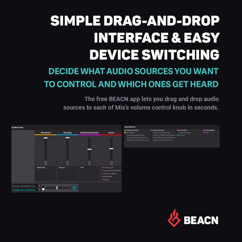 BEACN Mix USB C Audio Controller | Windows Audio Mixer for PC Gaming or Work | 4-Channel Audio Control with 5" Full-Color Display & Precision Knobs | Drag-and-Drop Customization (White) - Image 4