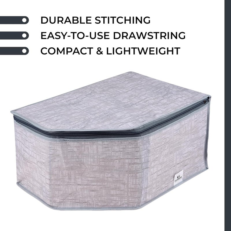Homestic Homestic Blouse Cover Clothes Storage Bag Zipper Closure Wardrobe Organizers Clothes Organizer with Transparent Window Jute Printed Clothes Bag Pack of 9 Gray  - Image 5