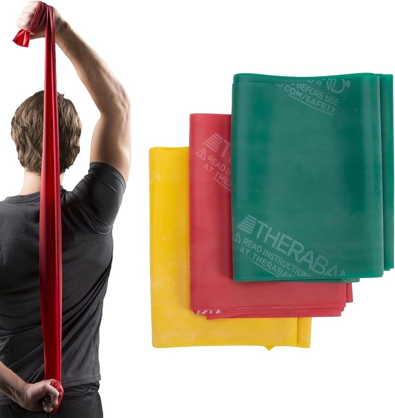 TheraBand مجموعة أحزمة المقاومة THERABAND - أحزمة مطاطية خالية من اللاتكس للتدريب على القوة والعلاج - Image 1