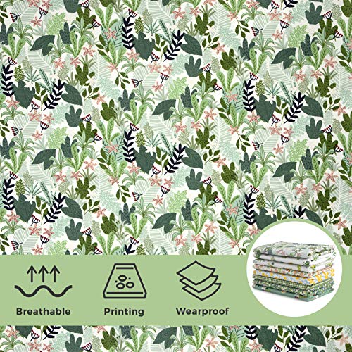 Aubliss 8pcs Fat Quarter Fabric Bundles 19.6'' x 19.6''(50cm x 50cm) Cotton Craft Fabric Pre-Cut Squares Sheets for Patchwork Sewing Quilting Fabric(Green Floral) - Image 5