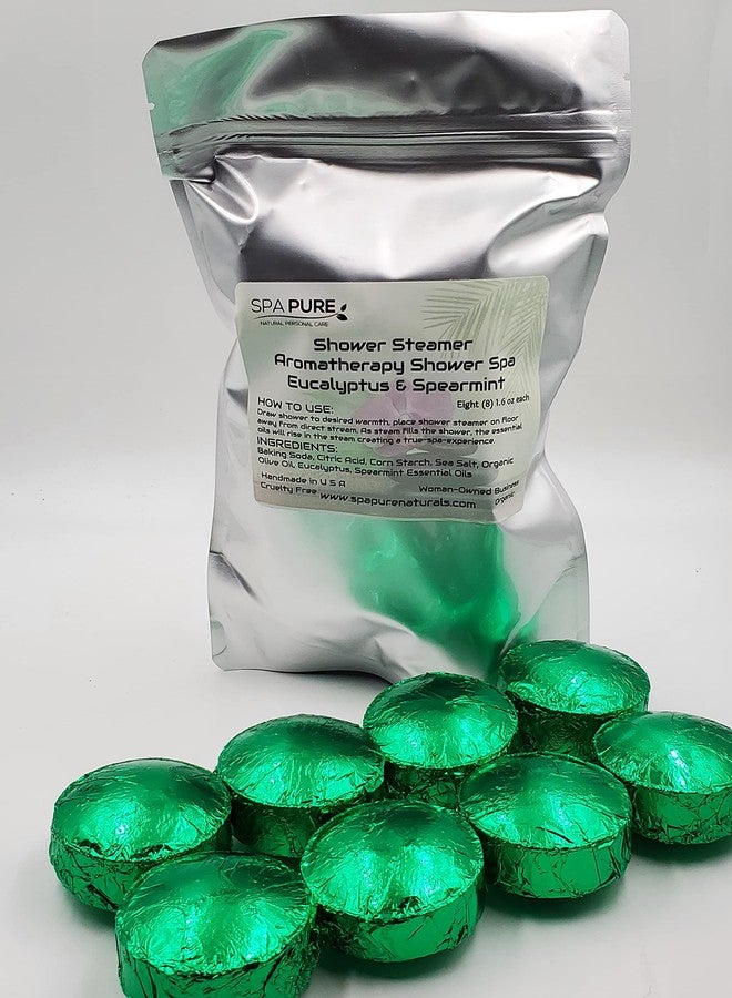 Spa Pure EUCALYPTUS SPEARMINT Aromatherapy Shower Bombs: 100% Natural/Organic Essential Oils - Transform Your Shower - Transform Your Mood (8 Count) Pack of 1 - Image 3