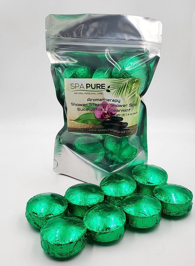 Spa Pure EUCALYPTUS SPEARMINT Aromatherapy Shower Bombs: 100% Natural/Organic Essential Oils - Transform Your Shower - Transform Your Mood (8 Count) Pack of 1 - Image 2