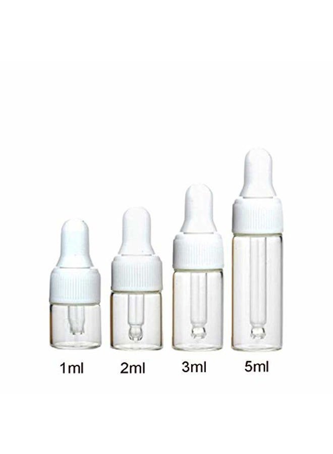 Luzen 50Pcs 5ML Refillable Clear Glass Essential Oil Bottles Eye Dropper Vials Perfume Cosmetic Liquid Aromatherapy Lotion Sample Storage Containers Jars with Eye Dropper Dispenser, White Screw Cap - Image 2