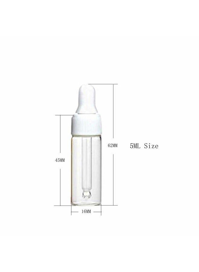 Luzen 50Pcs 5ML Refillable Clear Glass Essential Oil Bottles Eye Dropper Vials Perfume Cosmetic Liquid Aromatherapy Lotion Sample Storage Containers Jars with Eye Dropper Dispenser, White Screw Cap - Image 3