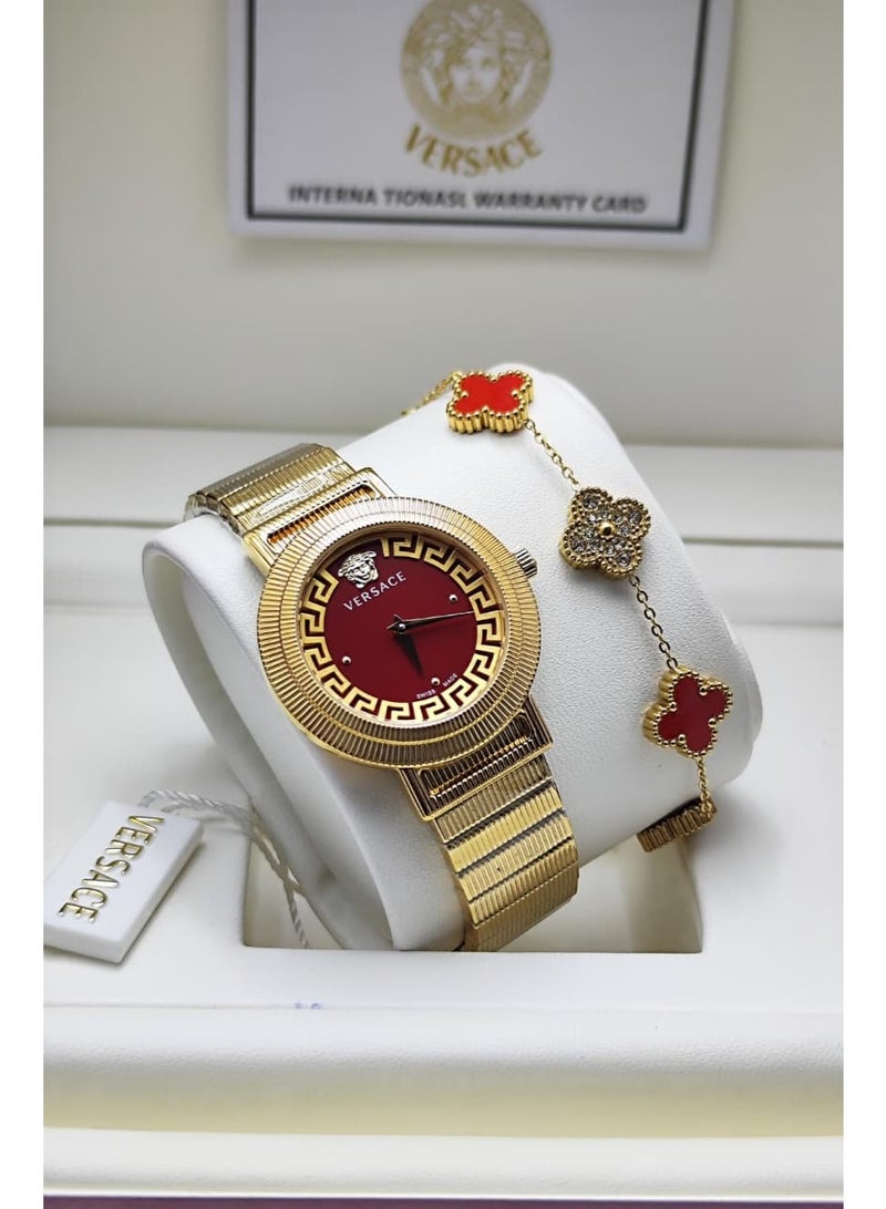 Versace women's stainless steel watch with a premium bracelet