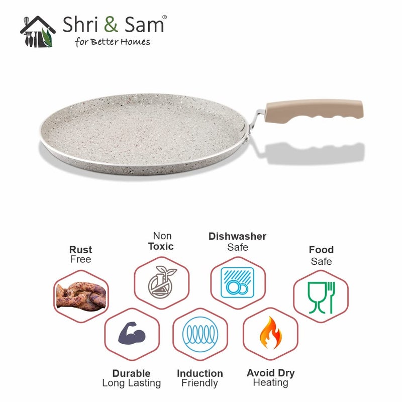 Shri & Sam Shri & Sam Rockline Aluminium Dosa Tawa, 28cm, Multicolour  - Image 4
