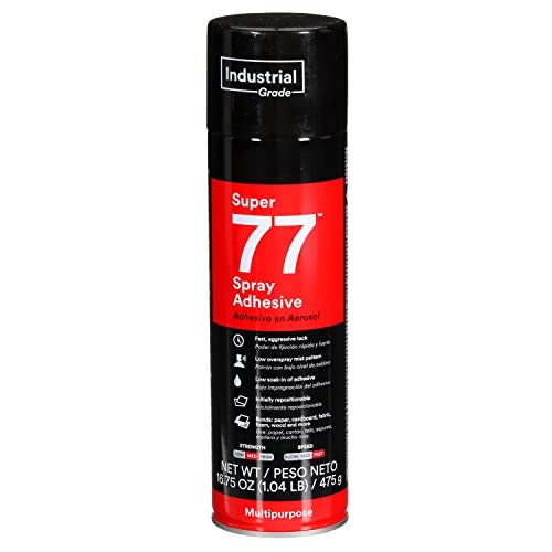 3M Super 77 Multipurpose Permanent Spray Adhesive Glue Paper Cardboard Fabric Plastic Metal Wood Net Wt 1675 oz - Image 1