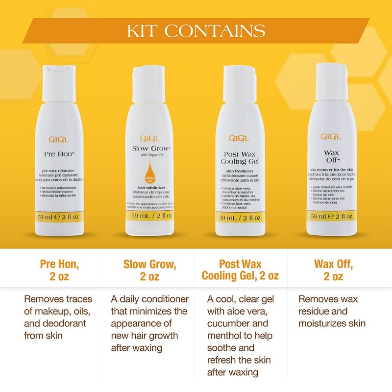 GiGi Post Waxing Essentials Kit, Pre & Post Wax Care Set Waxing Treatments, Skin Prep & Aftercare for Smooth Hair Removal, 2 oz Each - Image 4