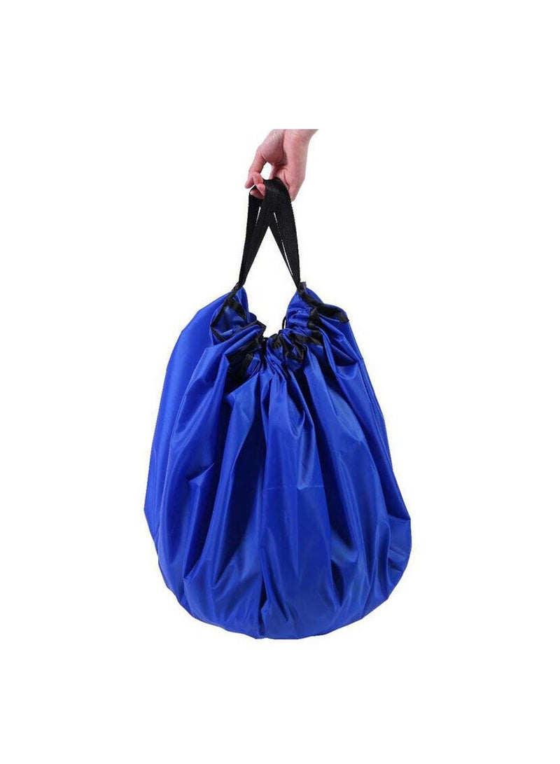 Toy Storage Bag Large Bag Mat Foldable Children's Storage Drawstring Bag Play Mat (150cm Blue)  - Image 4