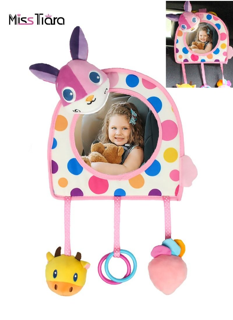 MissTiara Backseat Baby Car Mirror, Rear View Mirror for Babies, Toddlers, Pet, Newborn 360° Rotation Clear Wide Angel View, Acrylic Shatterproof, Headrest Double Adjustable Strap Detachable  - Image 1