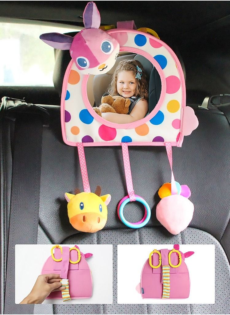 MissTiara Backseat Baby Car Mirror, Rear View Mirror for Babies, Toddlers, Pet, Newborn 360° Rotation Clear Wide Angel View, Acrylic Shatterproof, Headrest Double Adjustable Strap Detachable  - Image 2