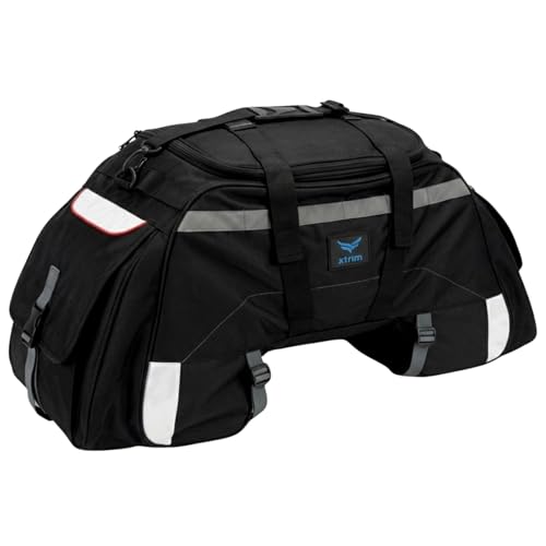 Xtrim 72L Claw Motorcycle Tail Bag with Carry Straps, 100% Waterproof with Inner Liner, Rear Riding Bag with MOLLE Loops, One Side Pocket & Mesh Pocket Inside, Reflective Panels, 4-Point Mounting - Image 1