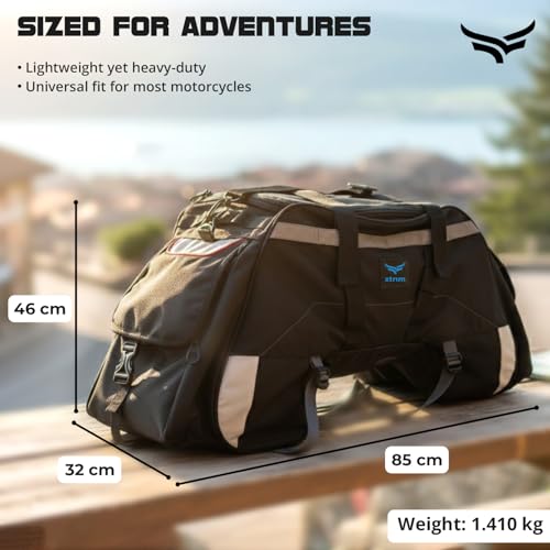 Xtrim 72L Claw Motorcycle Tail Bag with Carry Straps, 100% Waterproof with Inner Liner, Rear Riding Bag with MOLLE Loops, One Side Pocket & Mesh Pocket Inside, Reflective Panels, 4-Point Mounting - Image 5