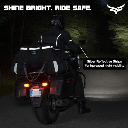 Xtrim 72L Claw Motorcycle Tail Bag with Carry Straps, 100% Waterproof with Inner Liner, Rear Riding Bag with MOLLE Loops, One Side Pocket & Mesh Pocket Inside, Reflective Panels, 4-Point Mounting - Image 4