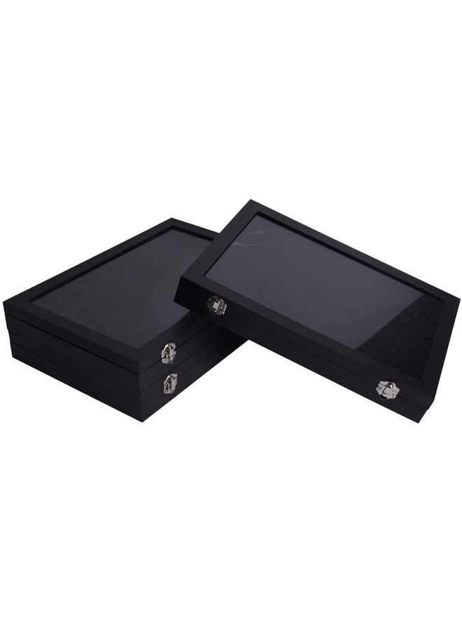 PADOM Padom Removable Jewelry Tray Showcase Display Stackable for Earrings Brooch Buttons Rings, necklace Black Velvet 24 Grids  - Image 2