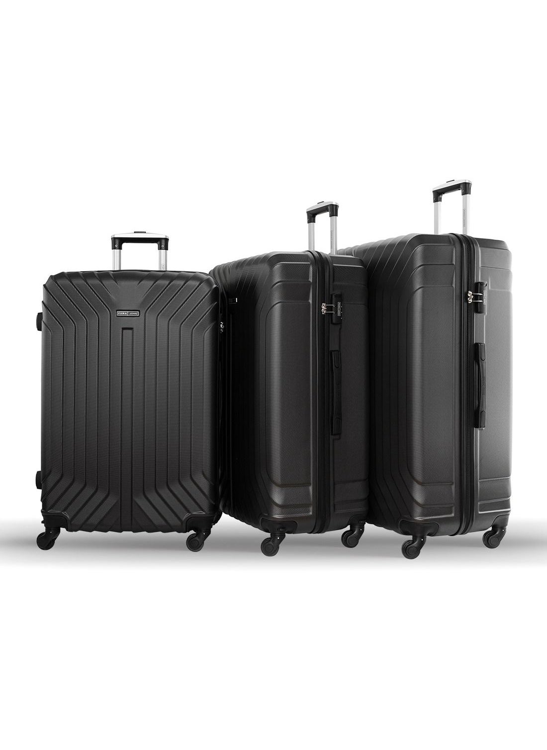 PARAJOHN Lightweight 3-Pieces ABS Hard Side Travel Luggage Trolley Bag Set With Lock For Men/Women/Unisex Dark Grey 