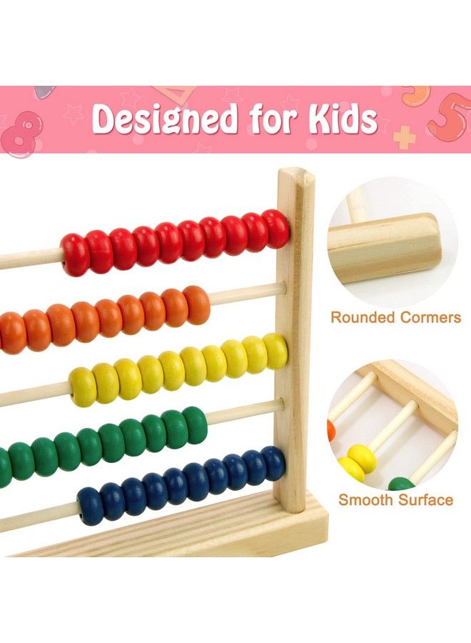 Sealive Wooden Abacus For Kids Math 50 Beads Counting Toy Multicolor Counters For Kids 35 Counting Toys For Preschool Learning & Development Develops Coordination Motor Skills - Image 5