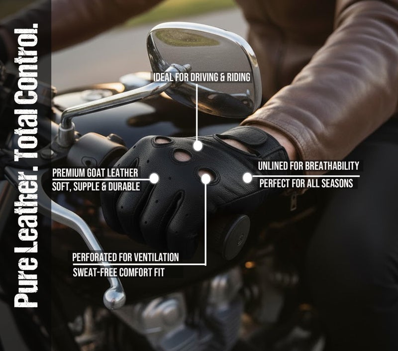Jackets 4 Bikes New Biker Police Leather Motorcycle Driving Riding Racing Gloves Real Natural Leather Touchscreen Ventilation Men Women Automotive ATV Dirt Bike Cycling Comfortable Adjustable Full Finger Black S - Image 3