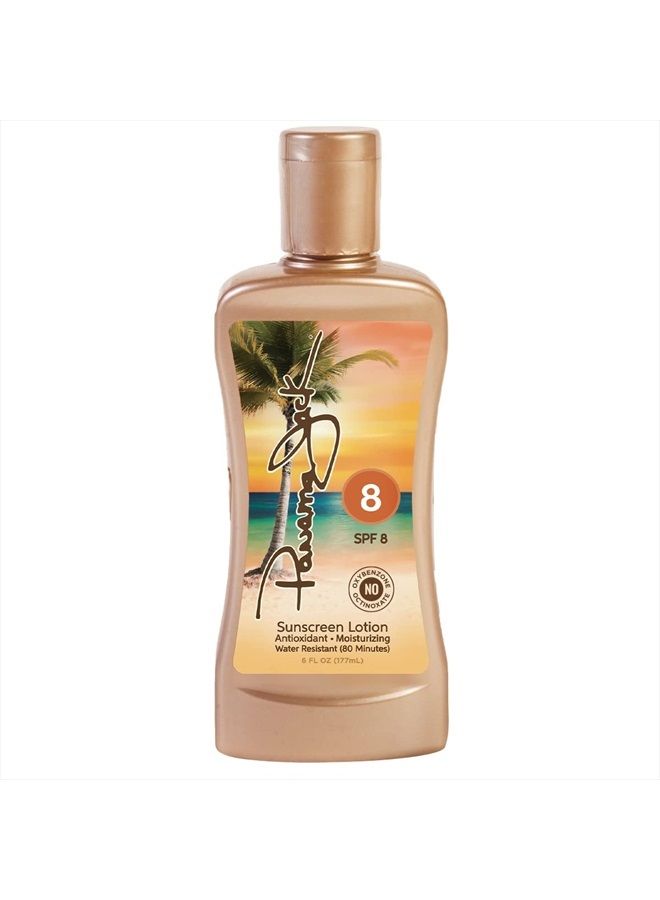 panama jack Sunscreen Tanning Lotion - SPF 8, PABA, Paraben, Gluten & Cruelty Free, Antioxidant Moisturizing Formula, Water Resistant (80 Minutes), 6 FL OZ - Image 1