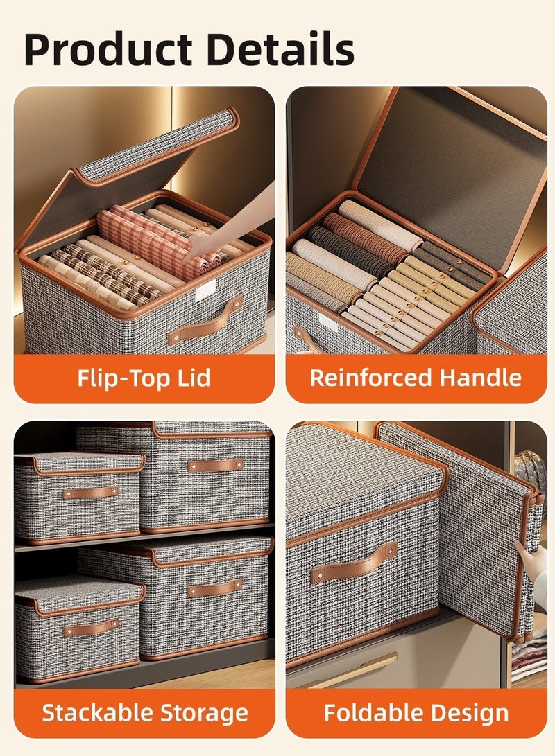 2 Pack Foldable Oxford Storage Boxes with Flip-Top Lid, Stackable Clothes Organizer with Reinforced Handle, 26L Large Capacity Fabric Bins for Wardrobe, Bedroom & Home Storage - Image 3