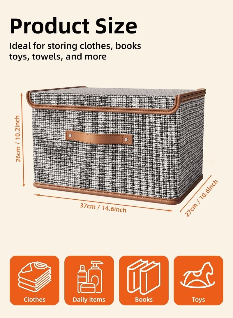 2 Pack Foldable Oxford Storage Boxes with Flip-Top Lid, Stackable Clothes Organizer with Reinforced Handle, 26L Large Capacity Fabric Bins for Wardrobe, Bedroom & Home Storage - Image 5