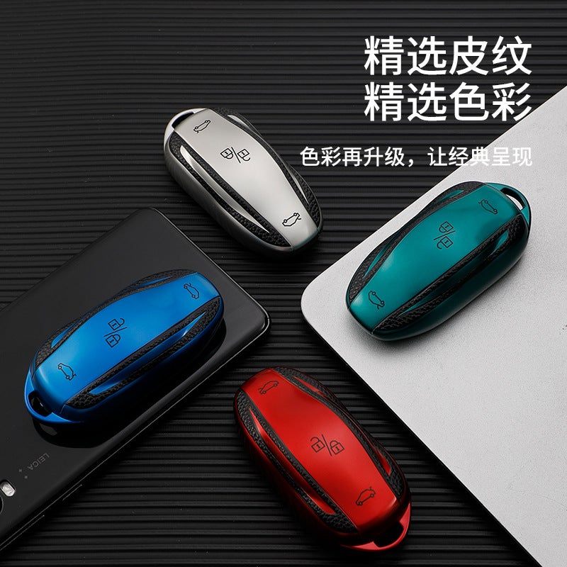 Suitable For Tesla Model 3 Model Y Model S Model X Leather-Textured Card Key Case Cover Buckle - Image 3