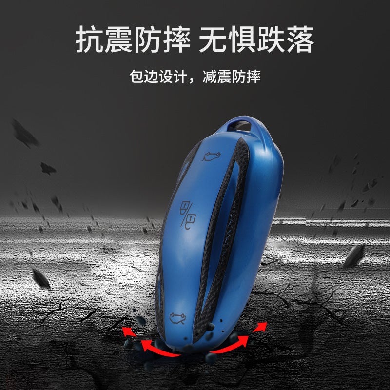 Suitable For Tesla Model 3 Model Y Model S Model X Leather-Textured Card Key Case Cover Buckle - Image 4