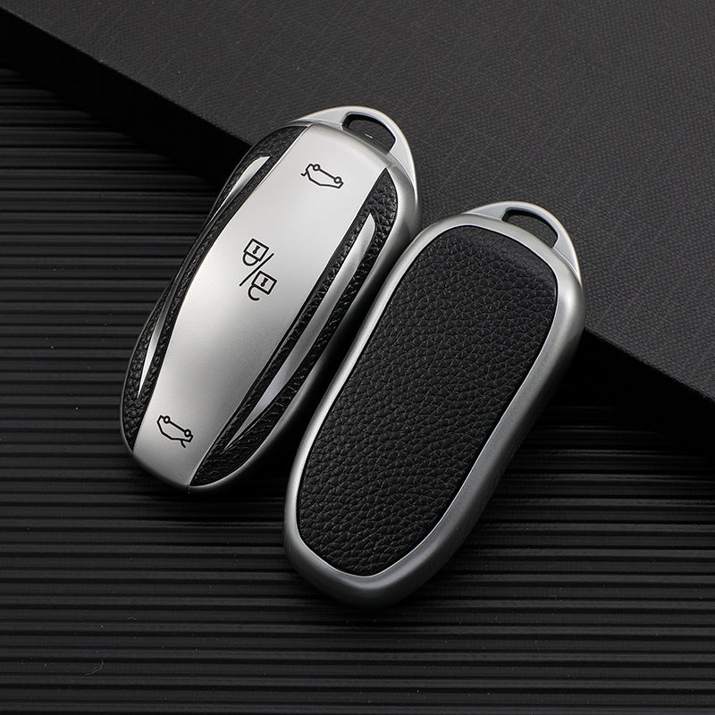 Suitable For Tesla Model 3 Model Y Model S Model X Leather-Textured Card Key Case Cover Buckle - Image 1