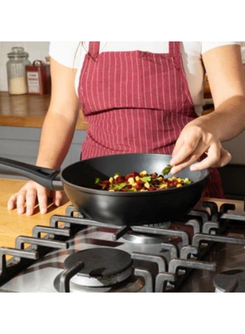 Pyrex Optima+ Aluminium Wok 28cm – PFAS-Free Non-Stick Wok for Versatile, Healthy Stir-Fry Cooking Black - Image 4