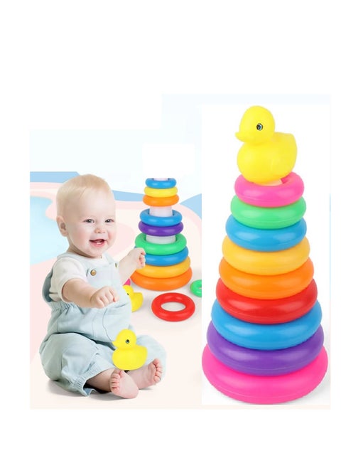 Plastic Ring Column With 9 Rings A Stacking And Arranging Game For Infants