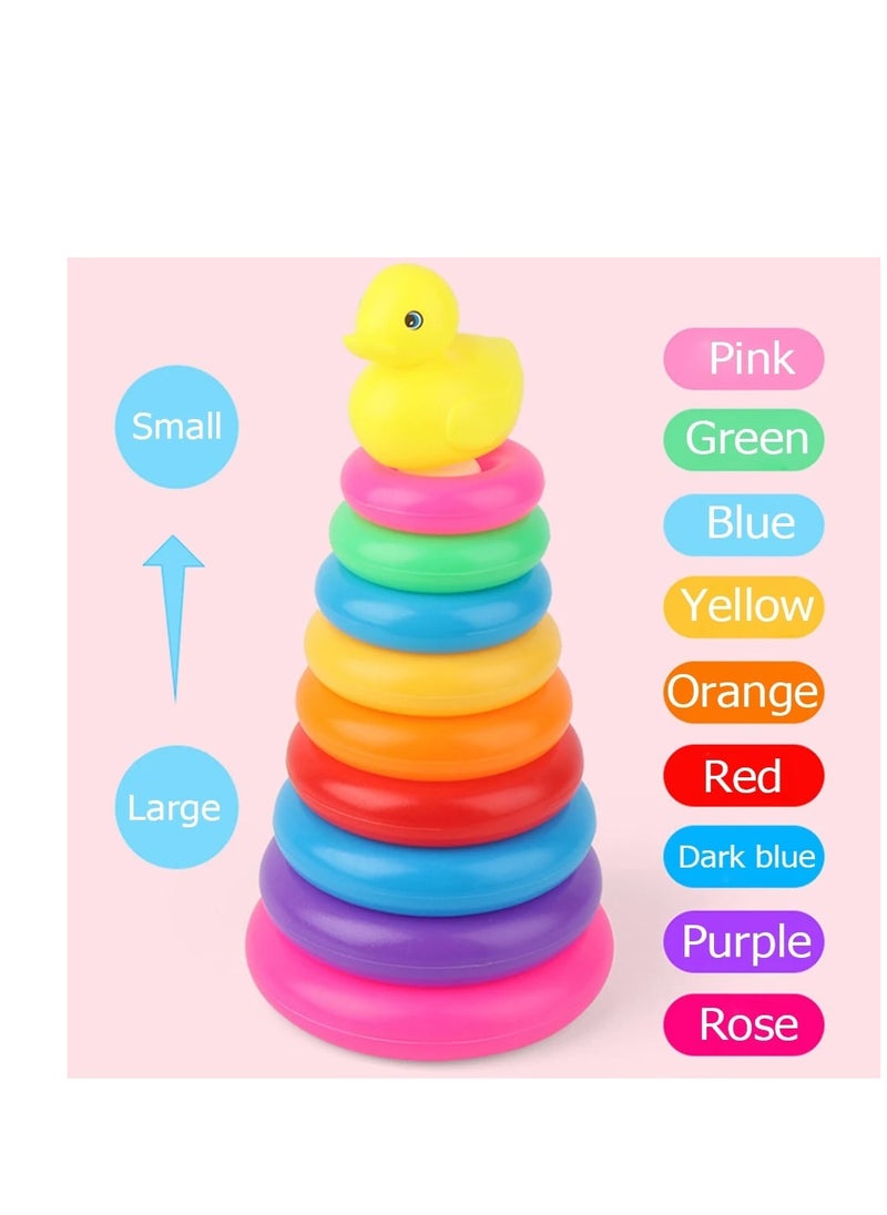 null - Plastic Ring Column With 9 Rings A Stacking And Arranging Game For Infants - Image 1