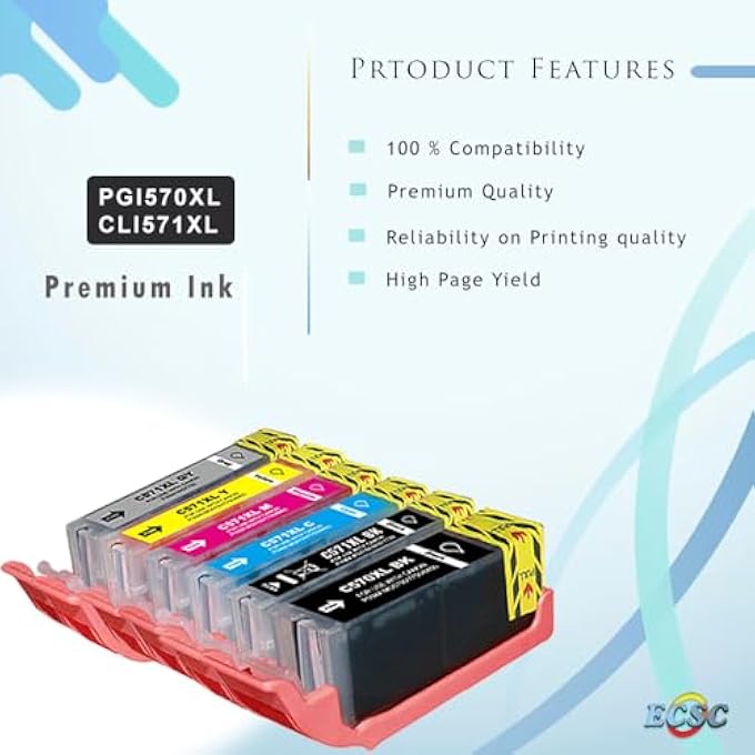 COMPATIBLE PRINTER CARTRIDGE INK CARTRIDGE REPLACEMENT FOR CANON PIXMA MG7750 MG7751 MG7752 MG7753 TS8050 TS8051 TS8052 TS8053 PGI570/CLI571 (BLACK/PHOTO-BLACK/CYAN/MAGENTA/YELLOW/GREY, 12-PACK) - Image 3