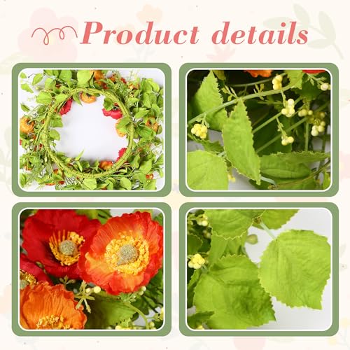 YNYLCHMX 18" Spring Summer Wreaths for Front Door, Artificial Floral Wreath with Purple Pansy Flowers Green Eucalyptus Leaves, Green Foliage Wreath for Wall Window Farmhouse Party Holiday Home Decor - Image 4
