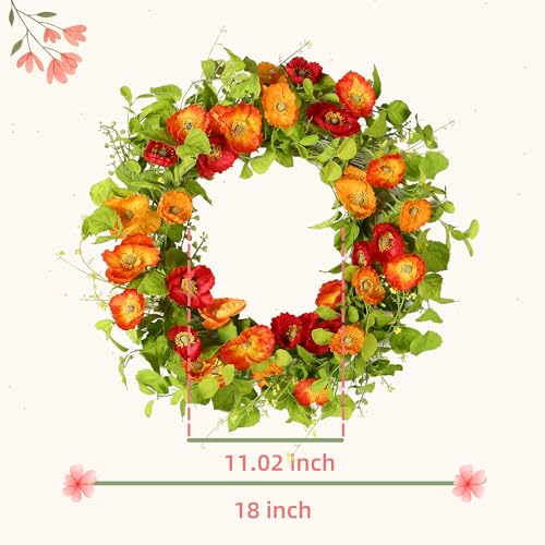 YNYLCHMX 18" Spring Summer Wreaths for Front Door, Artificial Floral Wreath with Purple Pansy Flowers Green Eucalyptus Leaves, Green Foliage Wreath for Wall Window Farmhouse Party Holiday Home Decor - Image 2